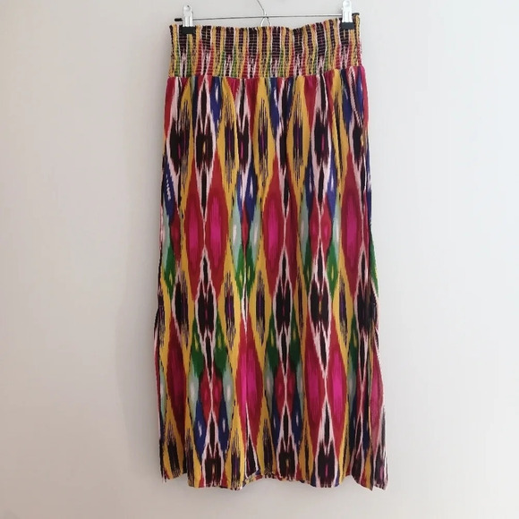 Anthropologie Vanessa Virginia Ikat Maxi Colourful Skirt with Side Slits Medium - Picture 3 of 16